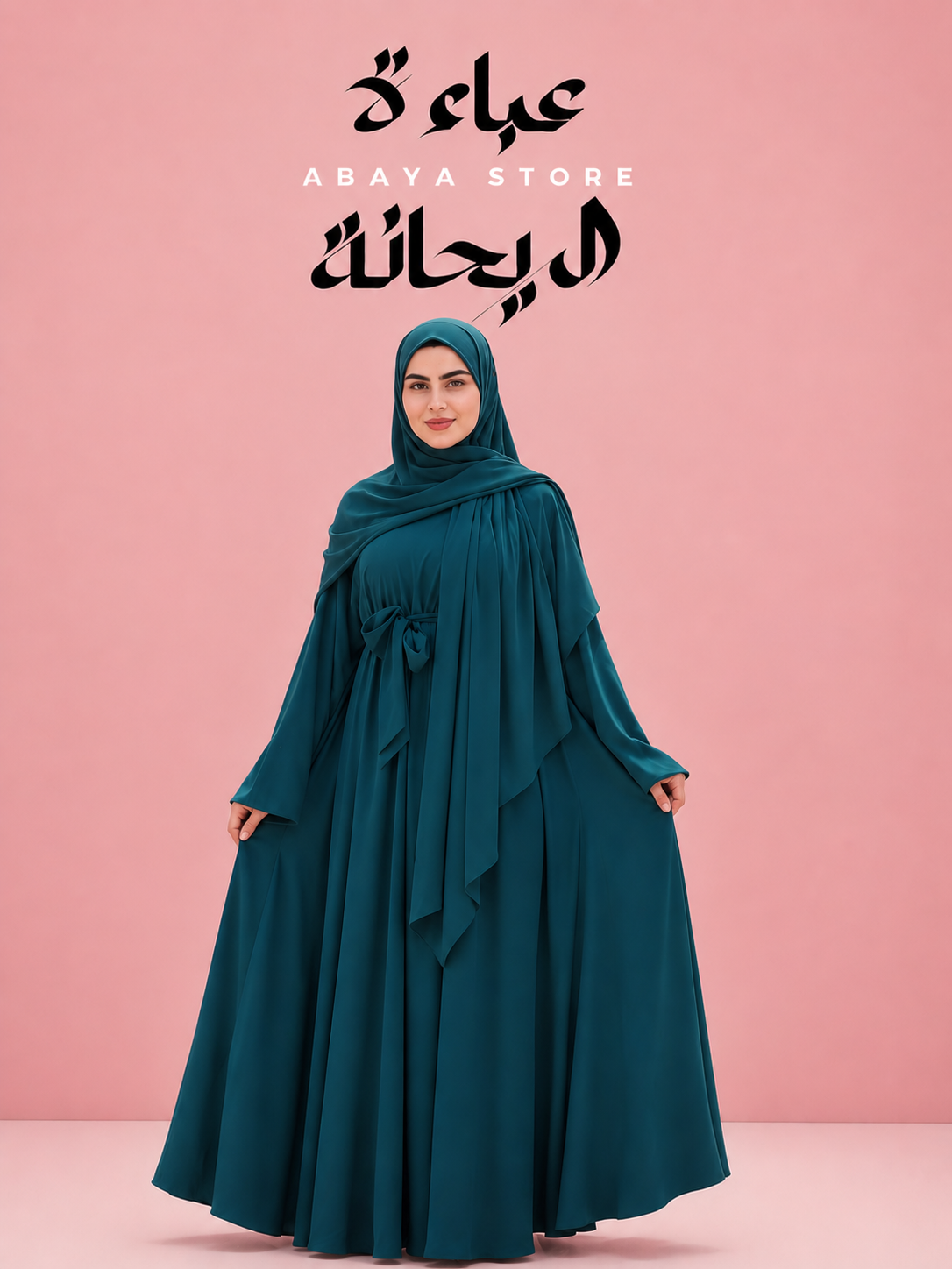Silk Double Flare Abaya- Teal