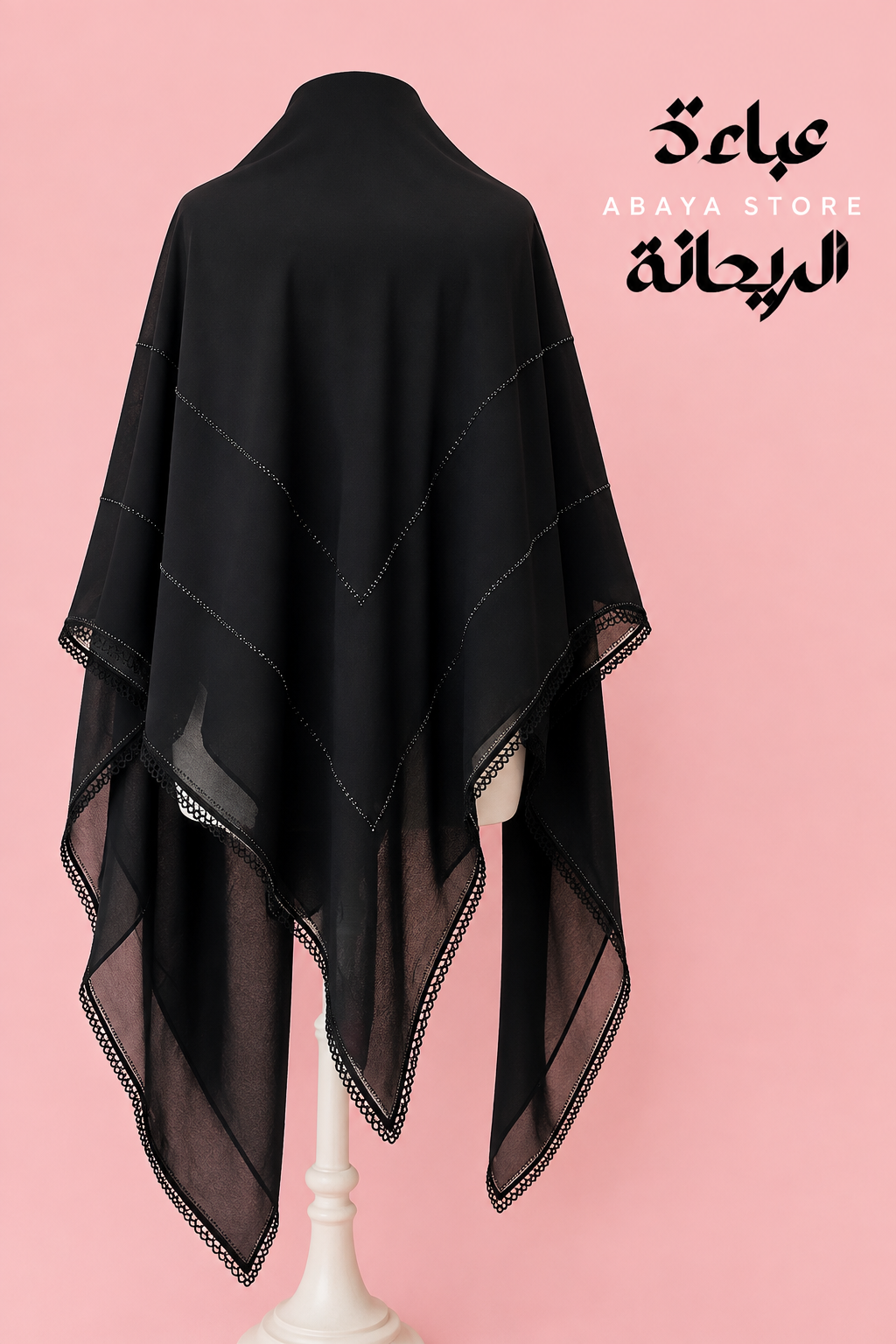 Kashkha- Black Soft Crepe Esharp with soft dantelle and striped Embezzlement