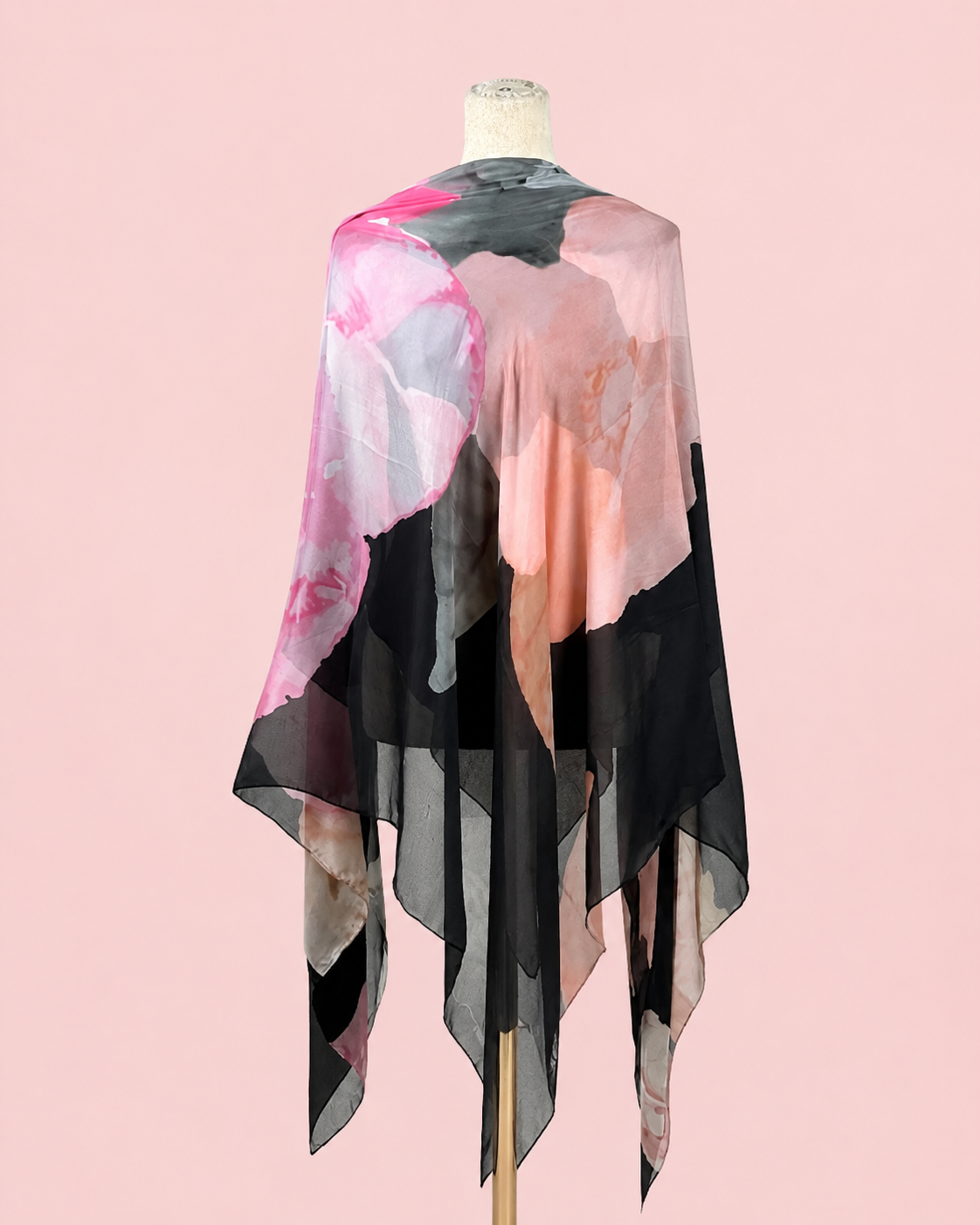 LightSilk Esharp- Black with Shades of peach, pink and green