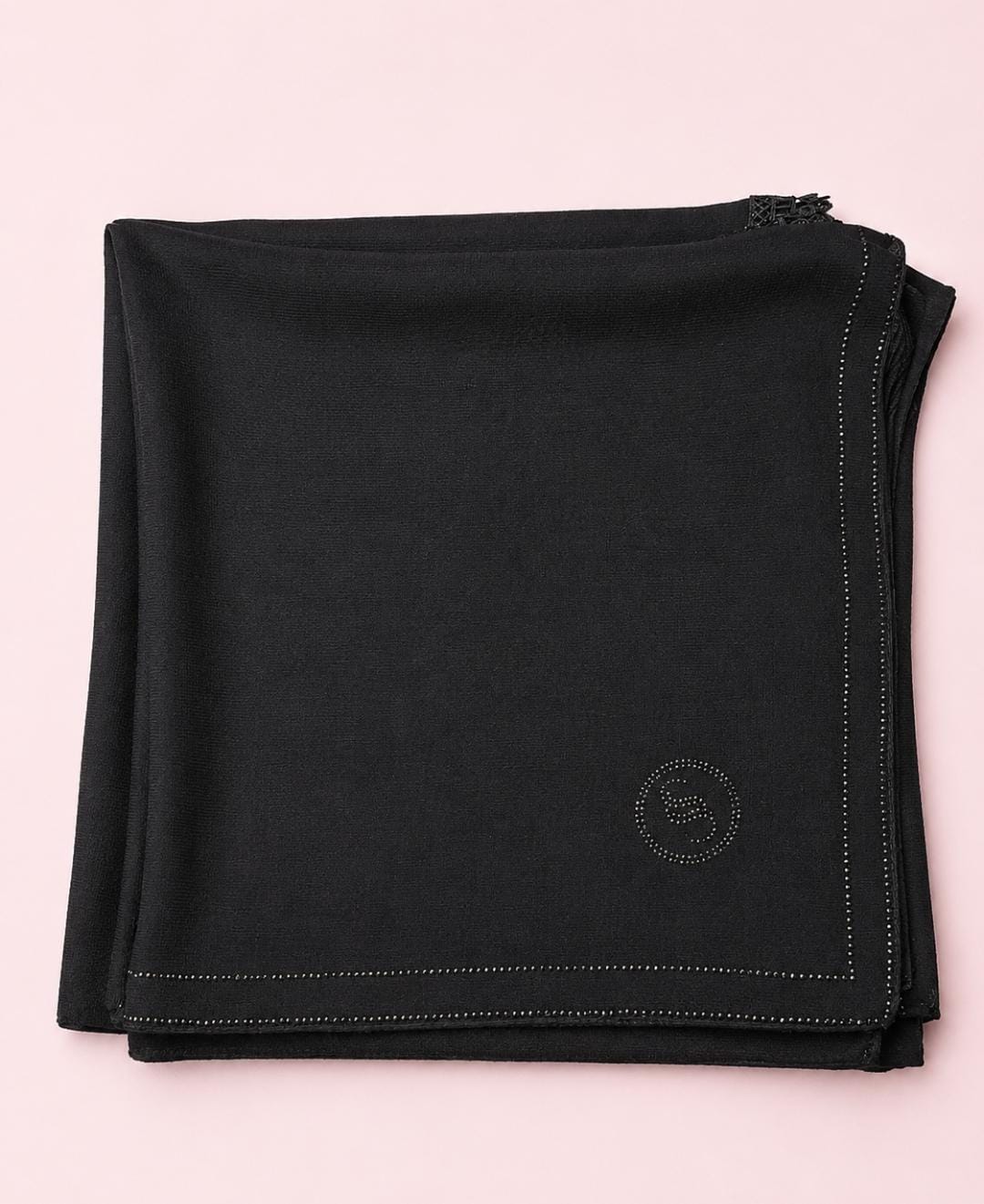 Black Crepe Esharp with a Double Embellished Line
