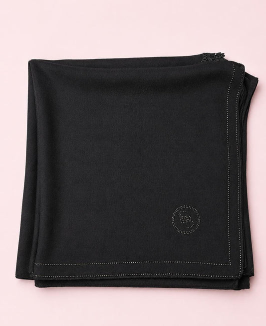 Black Crepe Esharp with a Double Embellished Line