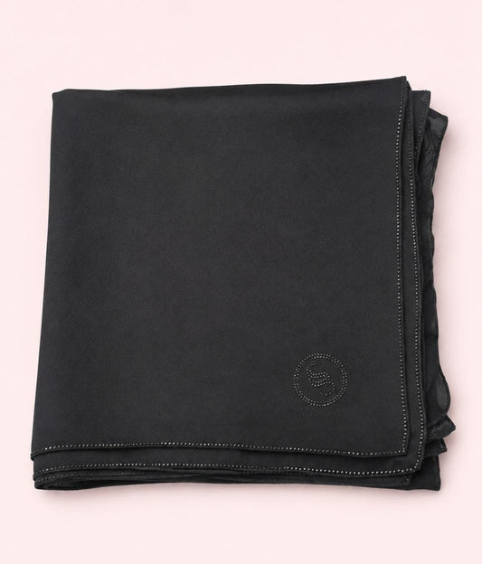 Black Crepe Esharp with a Single Embellished Line