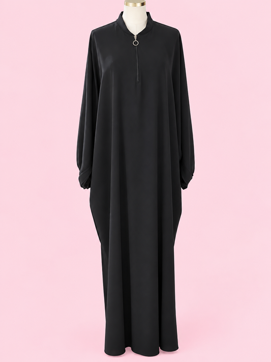 Silk Butterfly Abaya with Lace Design on Sleeves