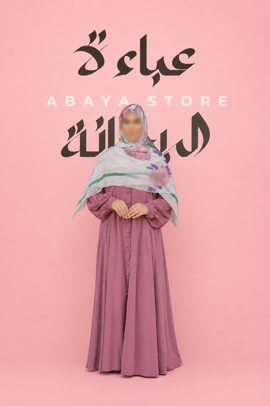 Light Muave Buttoned Down Abaya with smaller buttons