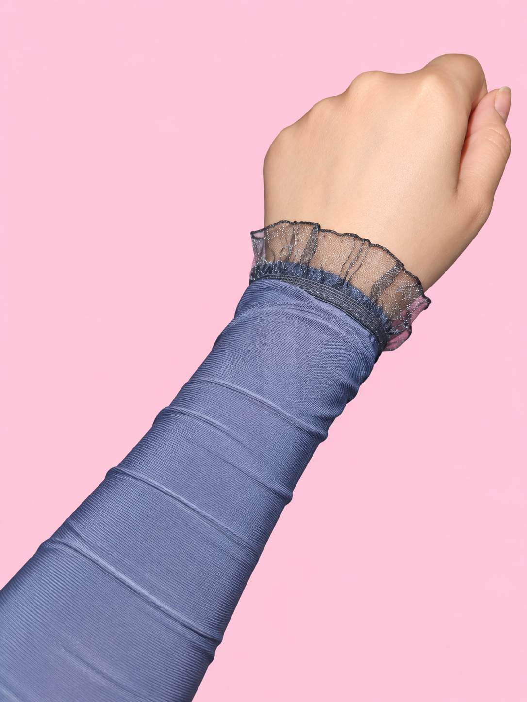Blue Sleeves with Ruffled Ends