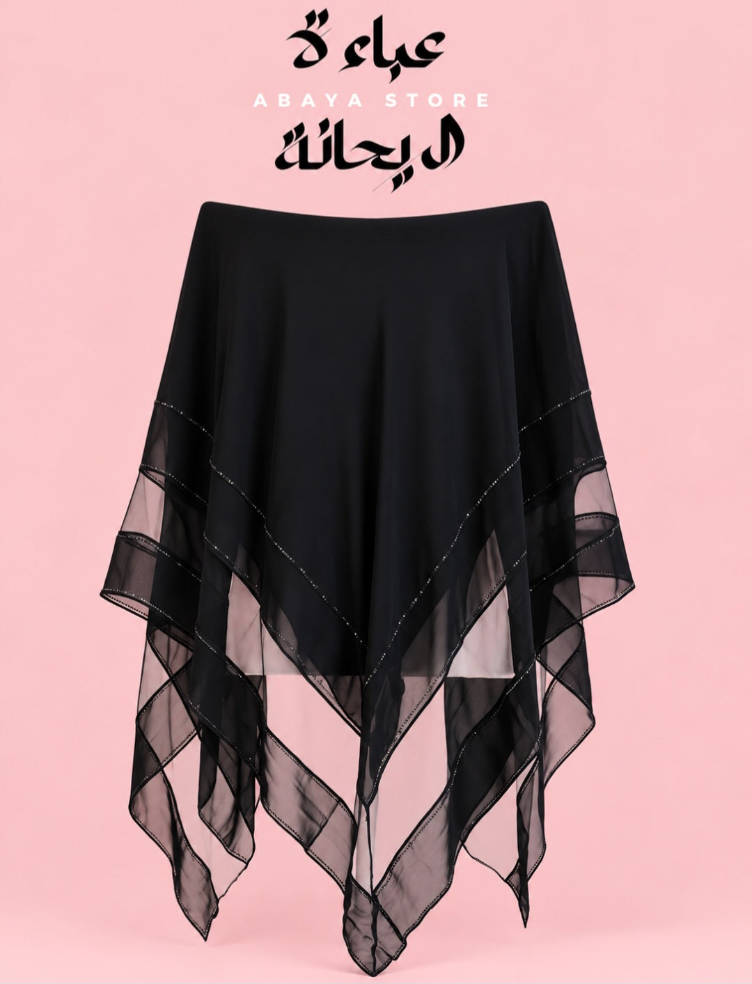 Kashkha- Black Soft Crepe Esharp with Transparent Edges Design