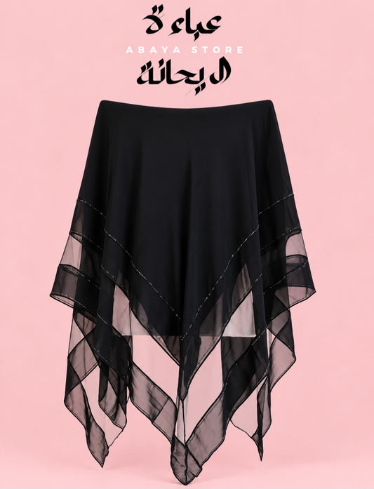 Kashkha- Black Soft Crepe Esharp with Transparent Edges Design