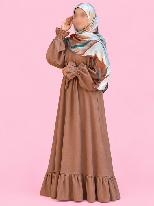 Winter Dress- Brown Seude fabric