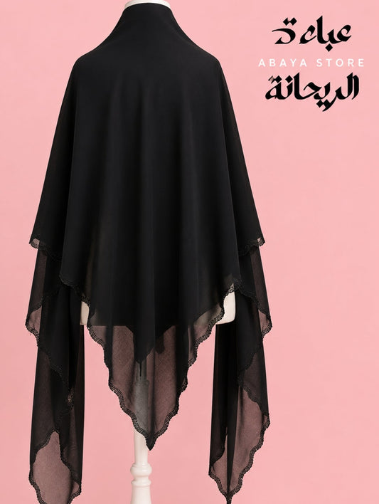 Kashkha- Black Soft Crepe Esharp with Soft Curved Border Design
