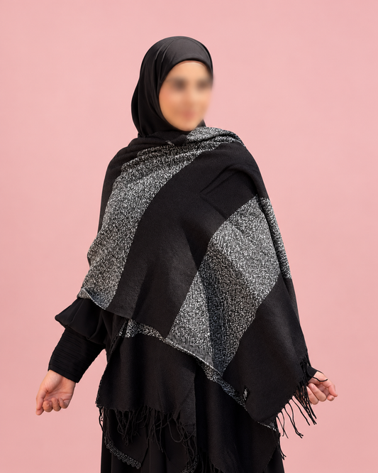 Winter Shal, gray and black