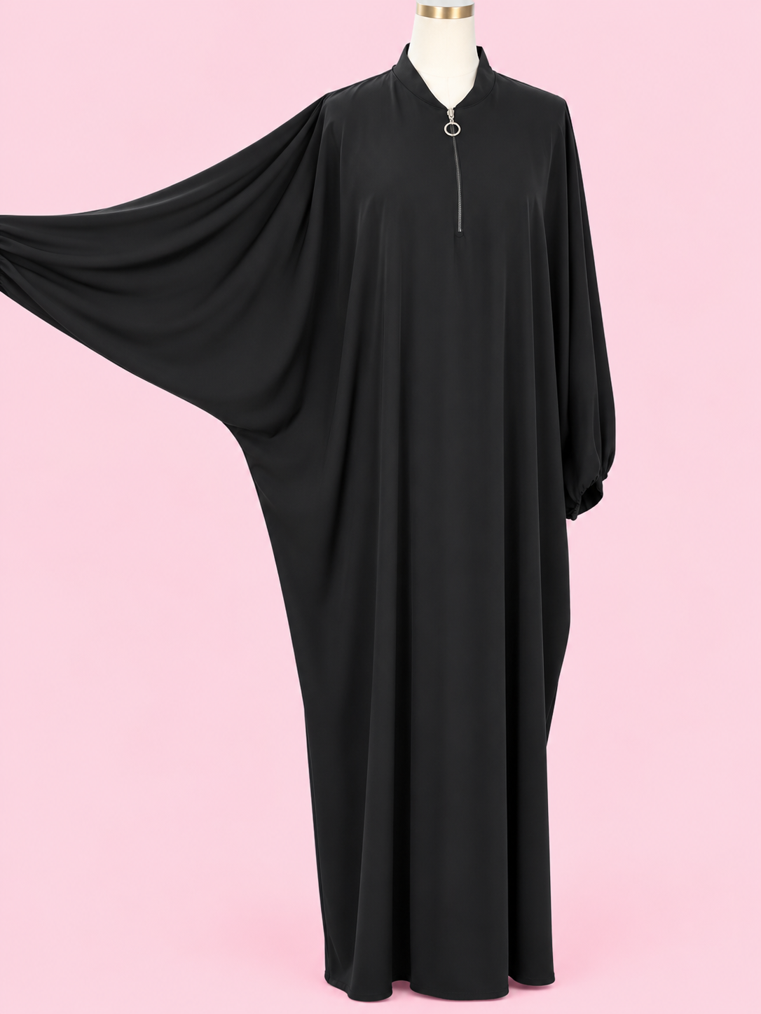 Silk Butterfly Abaya with Lace Design on Sleeves